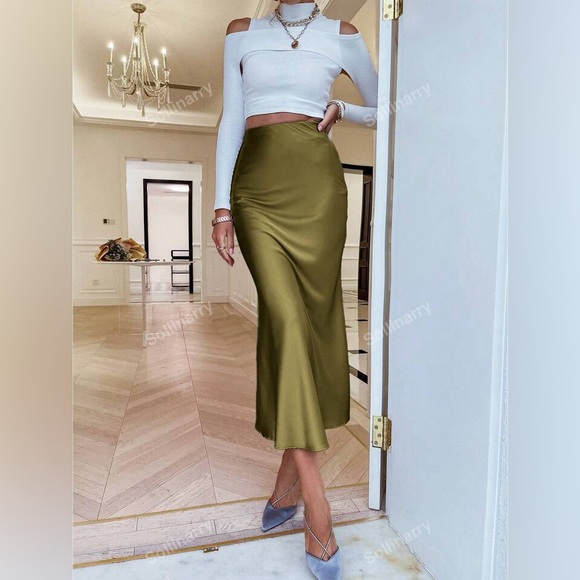 NWOT Shein Satin Maxi Skirt - Picture 2 of 9